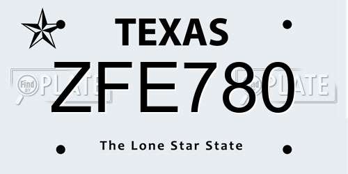 ZFE780 Texas License Plate