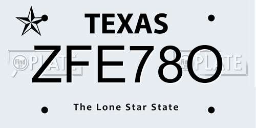 ZFE78O Texas License Plate
