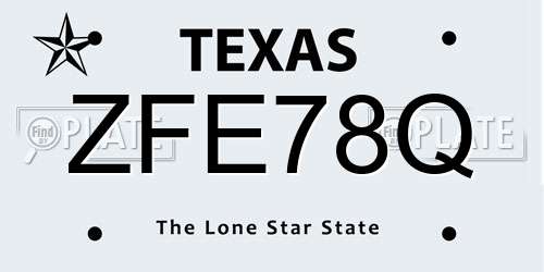 ZFE78Q Texas License Plate