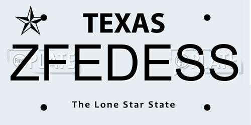 ZFEDESS Texas License Plate