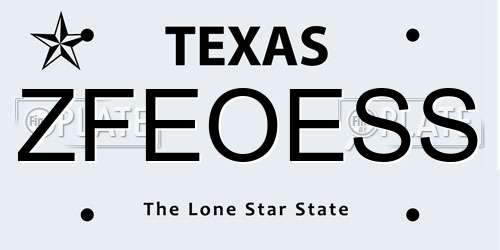 ZFEOESS Texas License Plate