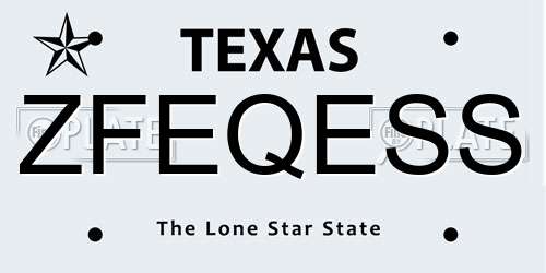 ZFEQESS Texas License Plate