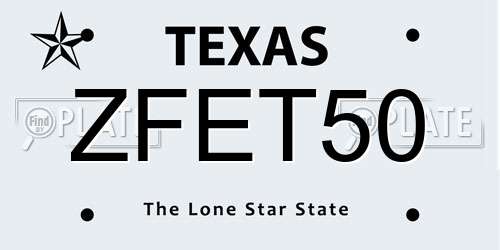 ZFET50 Texas License Plate