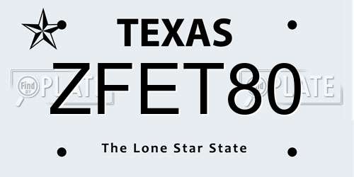 ZFET80 Texas License Plate