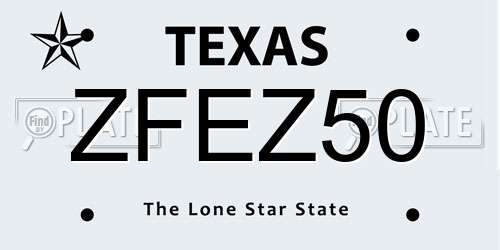 ZFEZ50 Texas License Plate