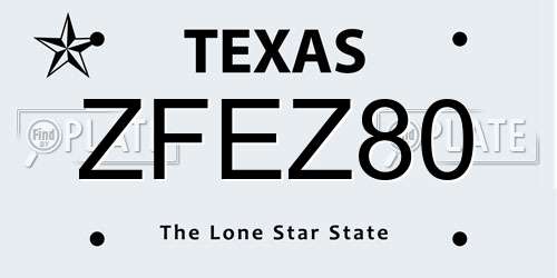 ZFEZ80 Texas License Plate