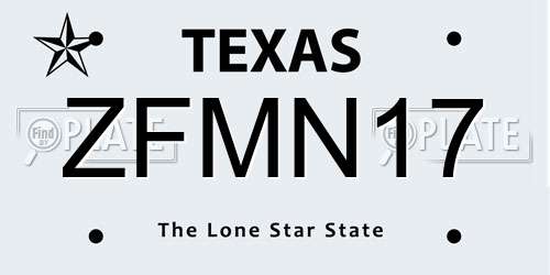 ZFMN17 Texas License Plate