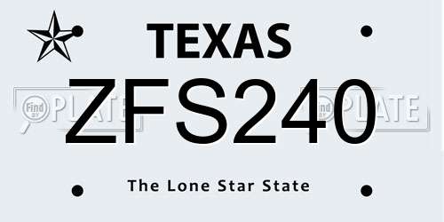ZFS240 Texas License Plate