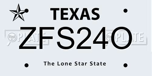 ZFS24O Texas License Plate