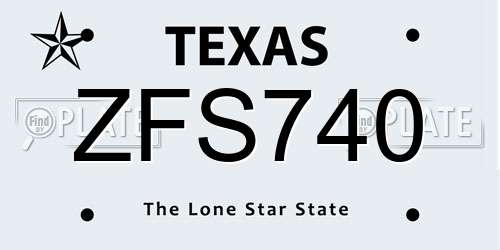 ZFS740 Texas License Plate