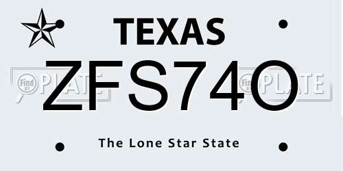 ZFS74O Texas License Plate