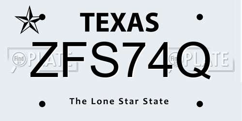 ZFS74Q Texas License Plate