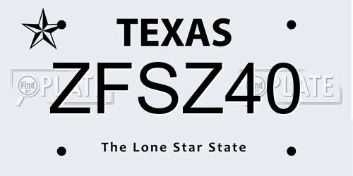 ZFSZ40 Texas License Plate