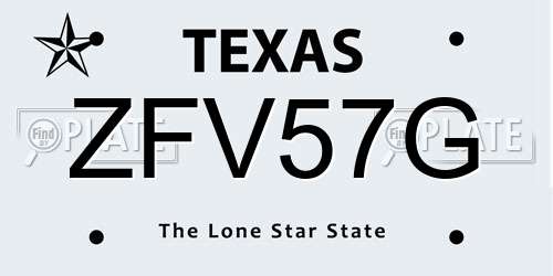 ZFV57G Texas License Plate