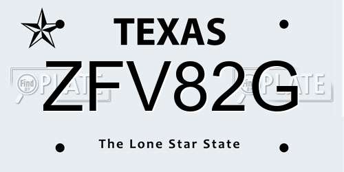 ZFV82G Texas License Plate