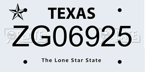 ZG06925 Texas License Plate