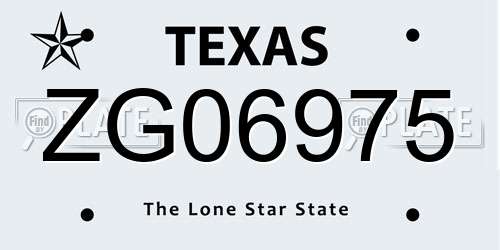 ZG06975 Texas License Plate