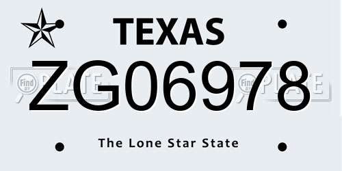 ZG06978 Texas License Plate