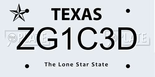 ZG1C3D Texas License Plate