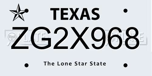 ZG2X968 Texas License Plate
