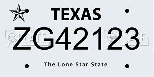 ZG42123 Texas License Plate
