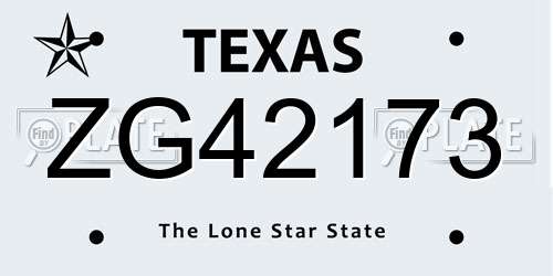 ZG42173 Texas License Plate