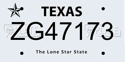 ZG47173 Texas License Plate