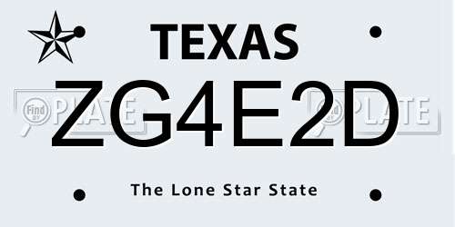 ZG4E2D Texas License Plate