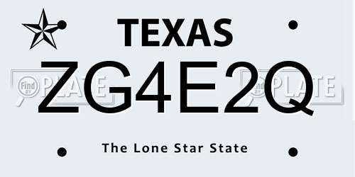 ZG4E2Q Texas License Plate