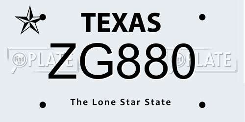 ZG880 Texas License Plate