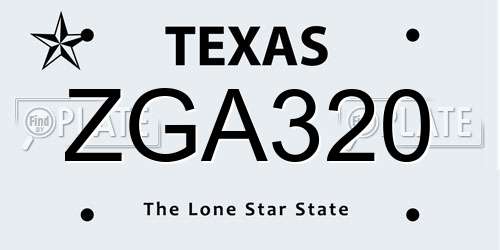 ZGA320 Texas License Plate