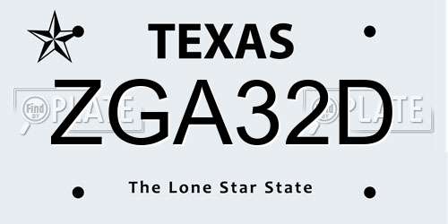 ZGA32D Texas License Plate