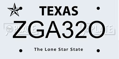 ZGA32O Texas License Plate