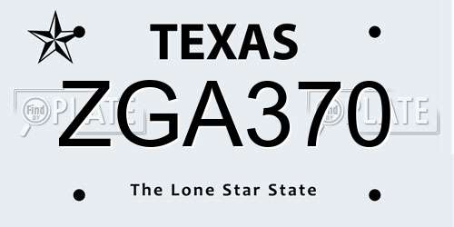 ZGA370 Texas License Plate
