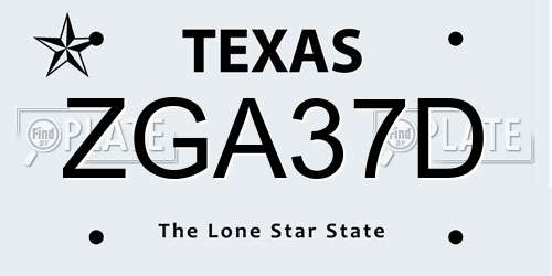 ZGA37D Texas License Plate