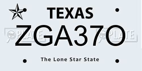 ZGA37O Texas License Plate