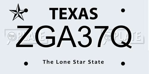 ZGA37Q Texas License Plate
