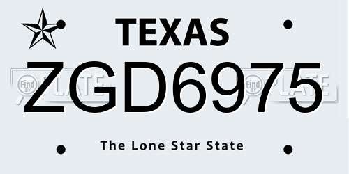 ZGD6975 Texas License Plate