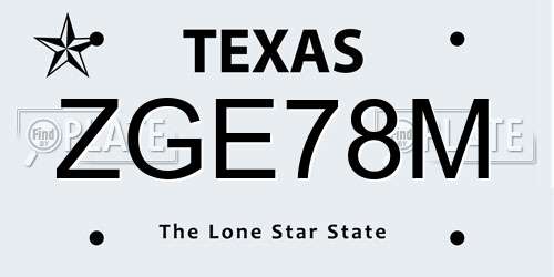 ZGE78M Texas License Plate