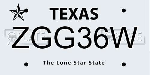 ZGG36W Texas License Plate