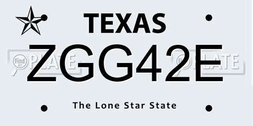 ZGG42E Texas License Plate