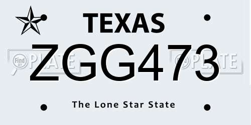 ZGG473 Texas License Plate