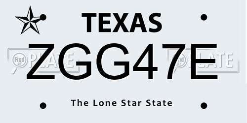 ZGG47E Texas License Plate