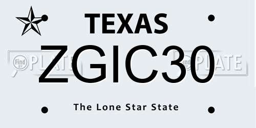 ZGIC30 Texas License Plate