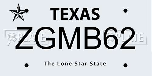ZGMB62 Texas License Plate