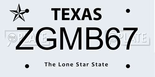 ZGMB67 Texas License Plate