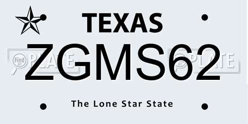 ZGMS62 Texas License Plate