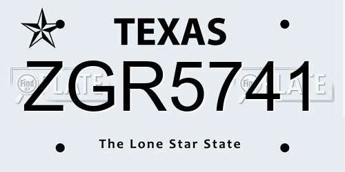 ZGR5741 Texas License Plate