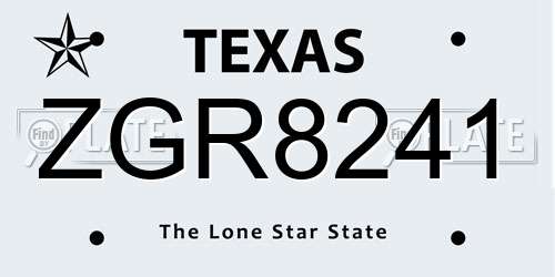 ZGR8241 Texas License Plate
