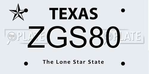 ZGS80 Texas License Plate